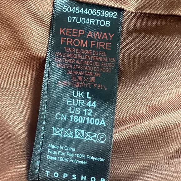 Topshop Women’s Ally Brown Soft Teddy Bear Faux Fur Coat size 12 - Picture 9 of 10